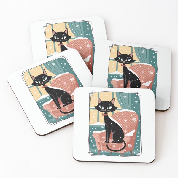 Item preview, Mid Century Cat Holiday Feel designed and sold by FunkyCatDesigns.