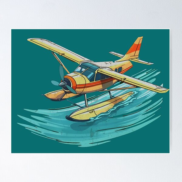 Item preview, Vintage Style Seaplane Flying Over Water Illustration designed and sold by AwsomeStore.
