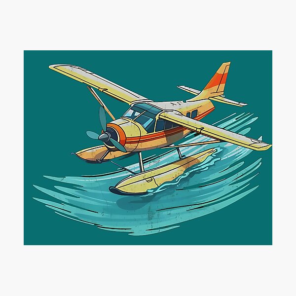 Item preview, Vintage Style Seaplane Flying Over Water Illustration designed and sold by AwsomeStore.