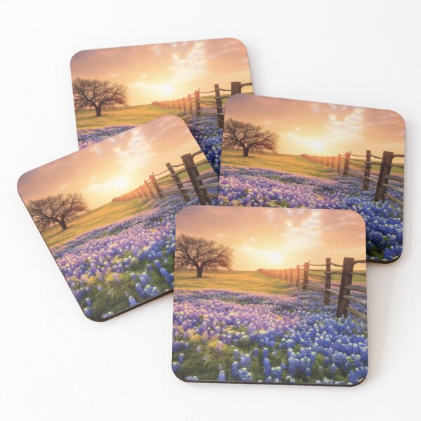 Item preview, Texas Bluebonnet Sunset – Rustic Wildflower Landscape Art designed and sold by PixelExpressStudio.