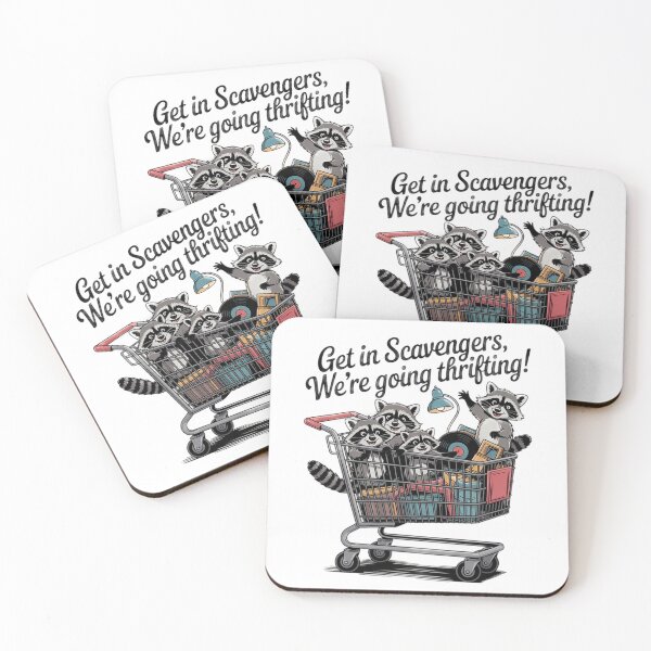 Item preview, Raccoon Scavengers going Thrifting.  designed and sold by FunkyCatDesigns.