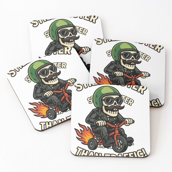 Item preview, Still Faster Than Traffic – Funny Biker Skeleton designed and sold by zamanijo.