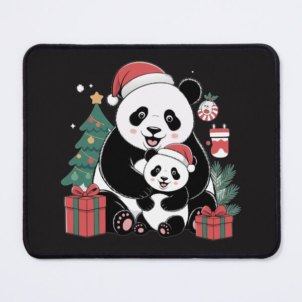 Item preview, Cute Christmas Panda and Baby – Holiday Illustration with Gifts and Tree designed and sold by Royalsticker.