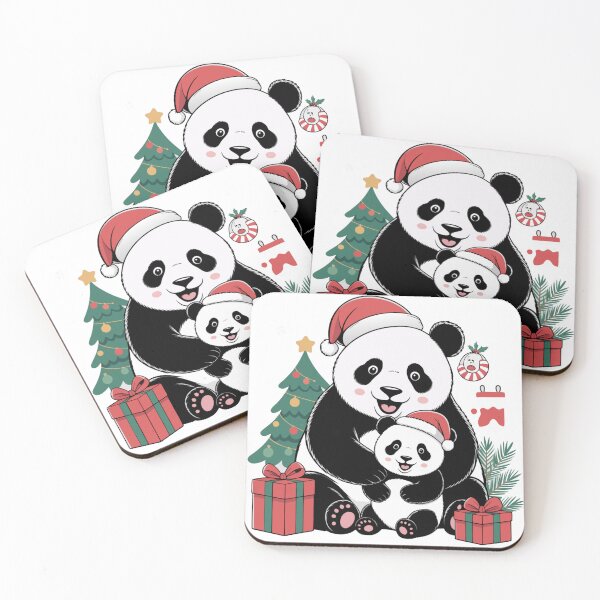 Item preview, Cute Christmas Panda and Baby – Holiday Illustration with Gifts and Tree designed and sold by Royalsticker.