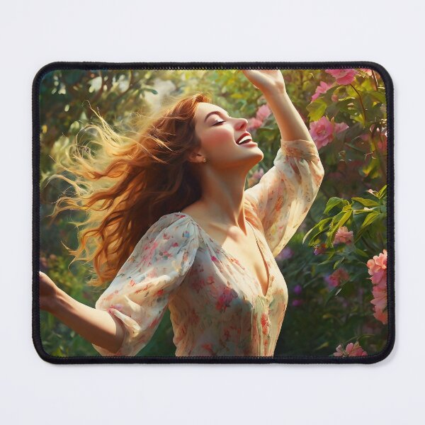 Item preview, Joyful Girl Dancing – Blooming Floral Celebration designed and sold by EmeraldeaArt.