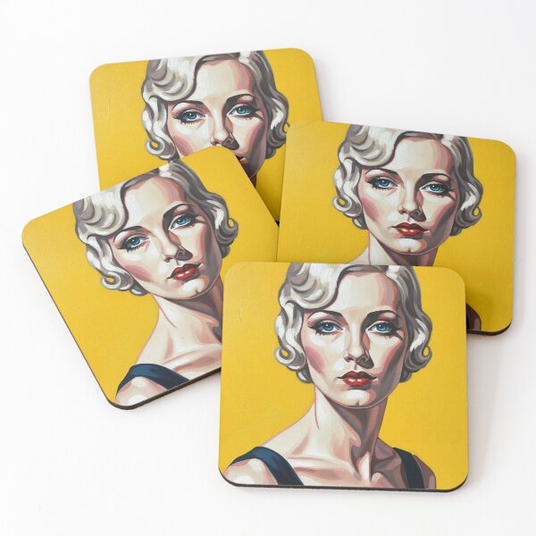 Item preview, Portrait on a Yellow Background - Original Art Deco Artwork designed and sold by elektronen.