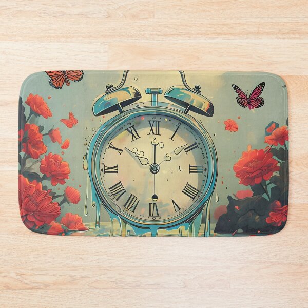 Item preview, Melting Time – Surreal Clock with Flowers and Butterflies designed and sold by Lureon.