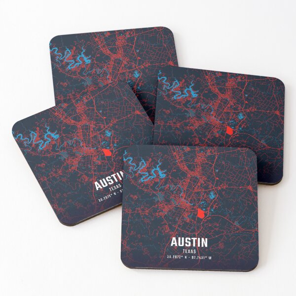 Item preview, Austin Red & Blue Minimalist Map designed and sold by HomeLivingCo.