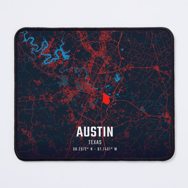 Item preview, Austin Red & Blue Minimalist Map designed and sold by HomeLivingCo.