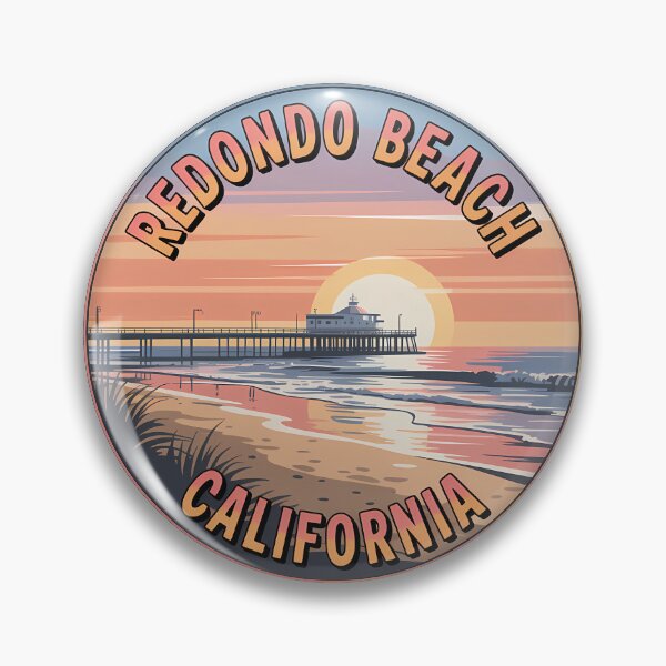 Item preview, Redondo Beach California Retro Circle Sticker designed and sold by Horizon Tales.