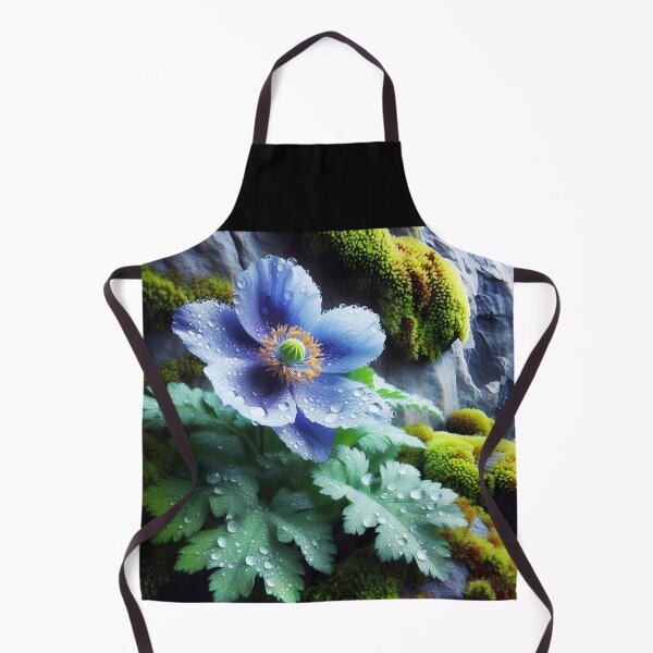 Item preview, Dew-Kissed Blue Mountain Flower – Mossy Rock Close-Up designed and sold by EmeraldeaArt.