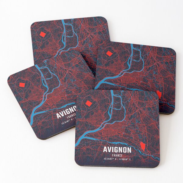 Item preview, Avignon Red & Blue Minimalist Map designed and sold by HomeLivingCo.
