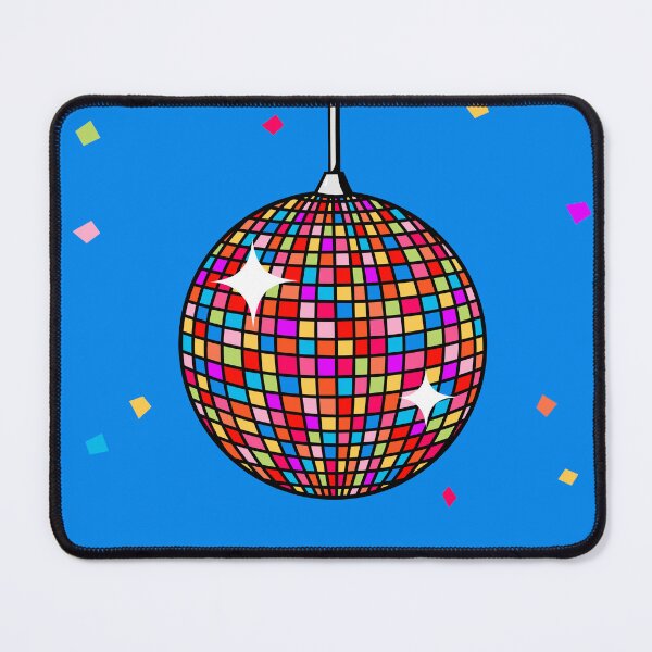 Item preview, Multicolored disco ball hanging on a dark blue background designed and sold by Jenny Rattina.