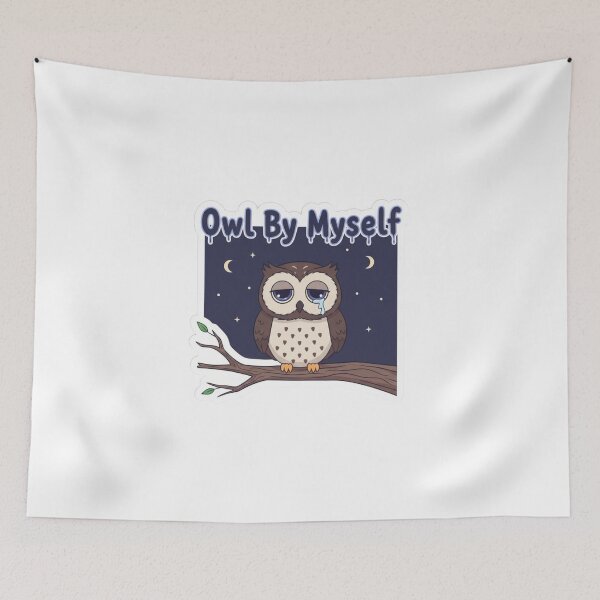 Item preview, Sleepy Owl: Owl By Myself Sticker designed and sold by LaElee.