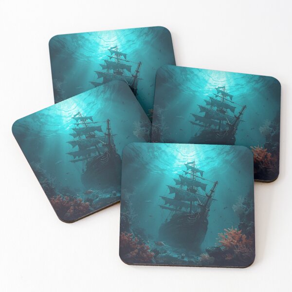 Item preview, Epic Sunken Pirate Ship in Mystical Ocean Depths designed and sold by Art-Design-EM.