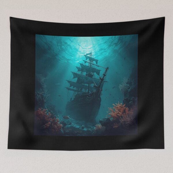 Item preview, Epic Sunken Pirate Ship in Mystical Ocean Depths designed and sold by Art-Design-EM.
