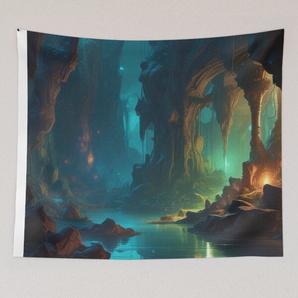 Item preview, Exploring the Caverns - Dark Fantasy Art concept designed and sold by Delerat7.