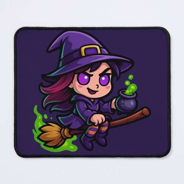 Item preview, Chibi Witch on Broom with Potion – Kawaii Halloween Design designed and sold by Ahau Designs.