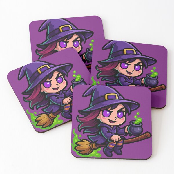 Item preview, Chibi Witch on Broom with Potion – Kawaii Halloween Design designed and sold by Ahau Designs.