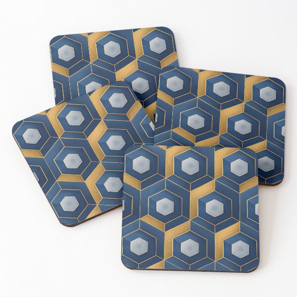 Item preview, Modern Hexagon Wood & Metal Pattern designed and sold by omiartsist.