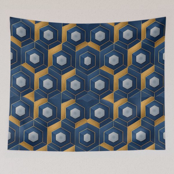 Item preview, Modern Hexagon Wood & Metal Pattern designed and sold by omiartsist.
