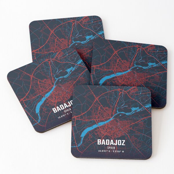 Item preview, Badajoz Red & Blue Minimalist Map designed and sold by HomeLivingCo.