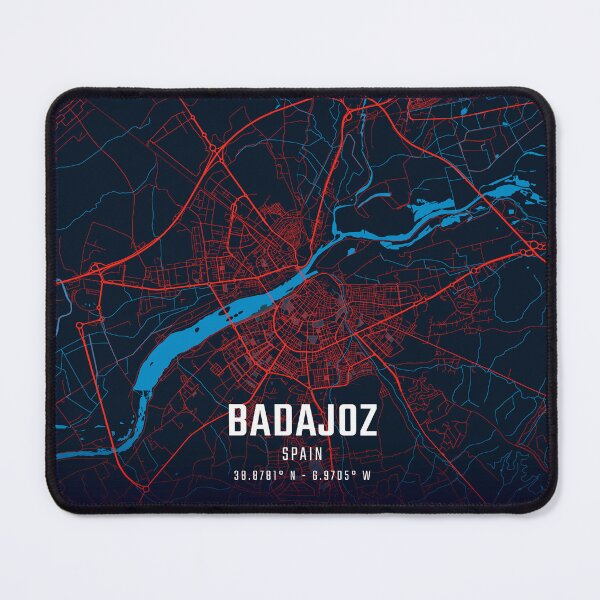 Item preview, Badajoz Red & Blue Minimalist Map designed and sold by HomeLivingCo.