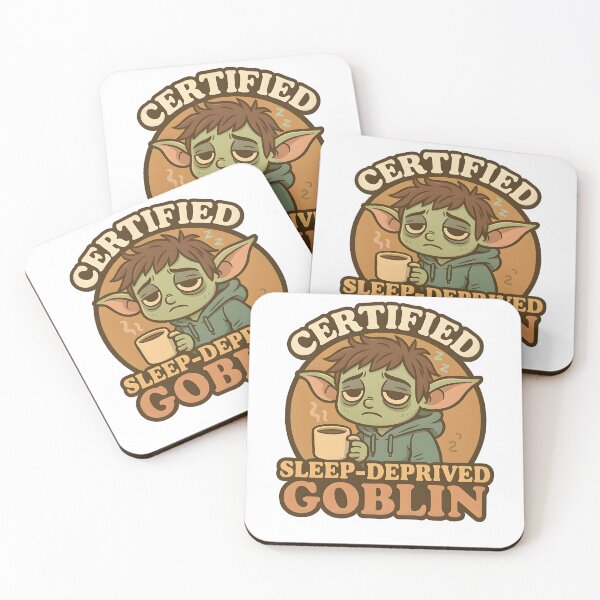 Item preview, Certified Sleep-Deprived Goblin – Funny Goblincore Coffee Meme Design designed and sold by Cat & Coffee Studio.