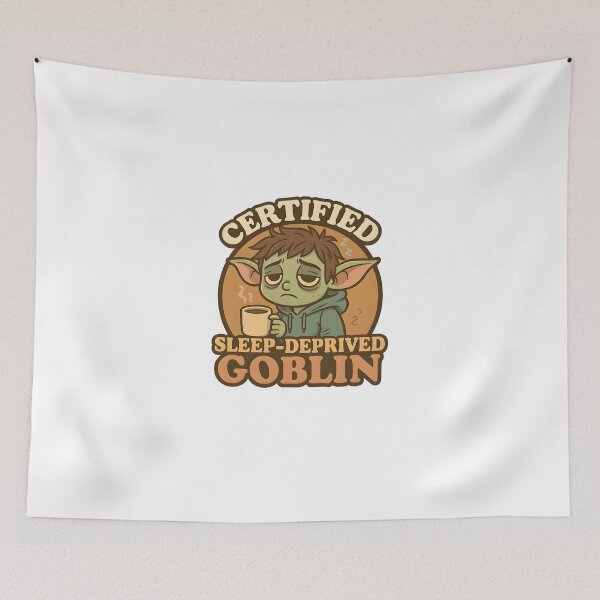Item preview, Certified Sleep-Deprived Goblin – Funny Goblincore Coffee Meme Design designed and sold by Cat & Coffee Studio.