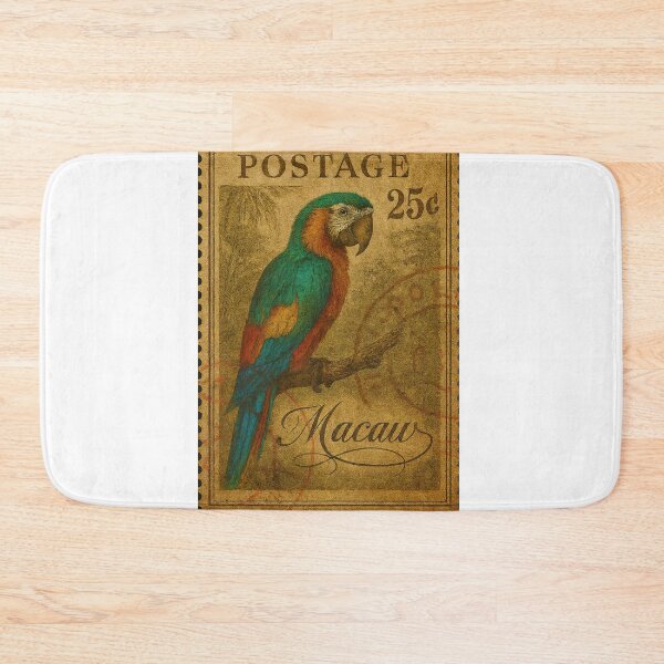 Item preview, Vintage Macaw Majesty – Tropical Parrot Postage Stamp Art designed and sold by ForeverPrintsOK.