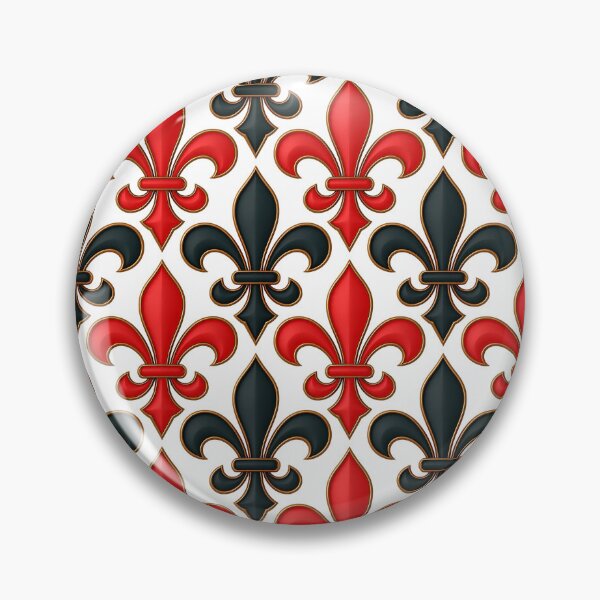 Item preview, Red Black Damask Fleur-de-lis Pattern - White  designed and sold by PatternTitan.