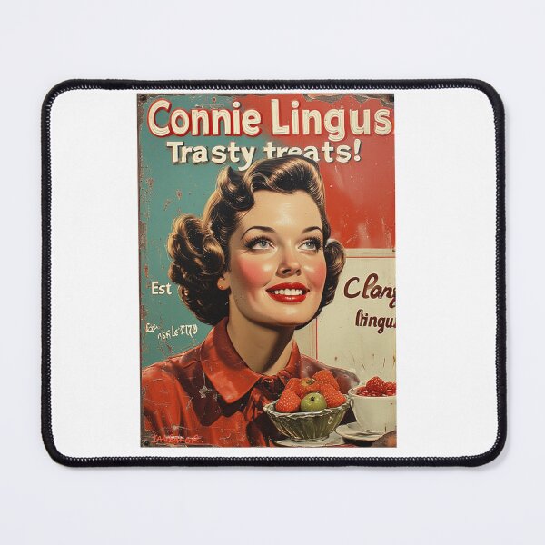 Item preview, Connie Lingus Tasty Treats Vintage Spoof Advertisement designed and sold by IanBakerToons.