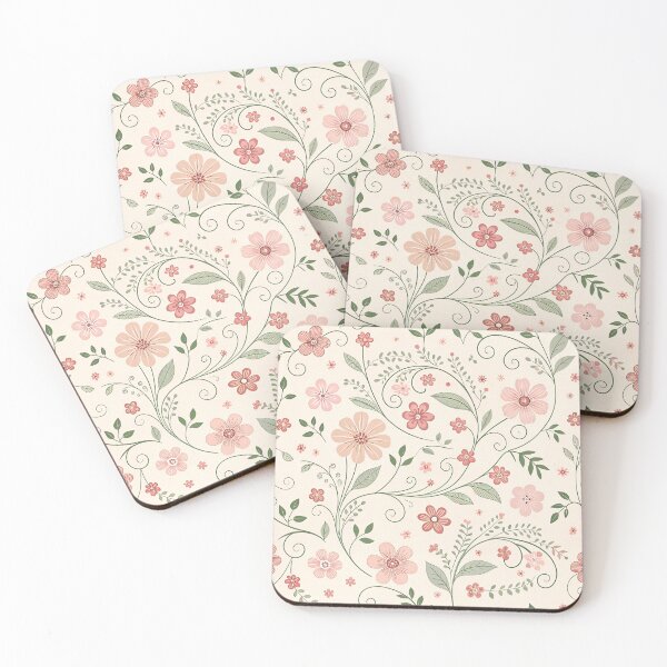 Item preview, Pastel pink and white pretty wildflowers bunch seamless pattern  designed and sold by cocomelon168.