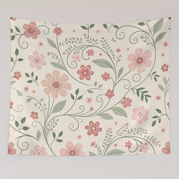 Item preview, Pastel pink and white pretty wildflowers bunch seamless pattern  designed and sold by cocomelon168.