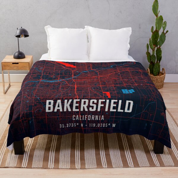 Item preview, Bakersfield Red & Blue Minimalist Map designed and sold by HomeLivingCo.
