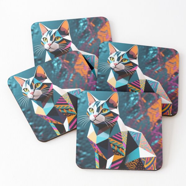 Item preview, Colorful cute geometric cat  designed and sold by Dogandesighn.