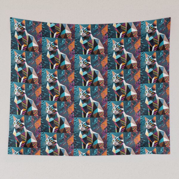 Item preview, Colorful cute geometric cat  designed and sold by Dogandesighn.