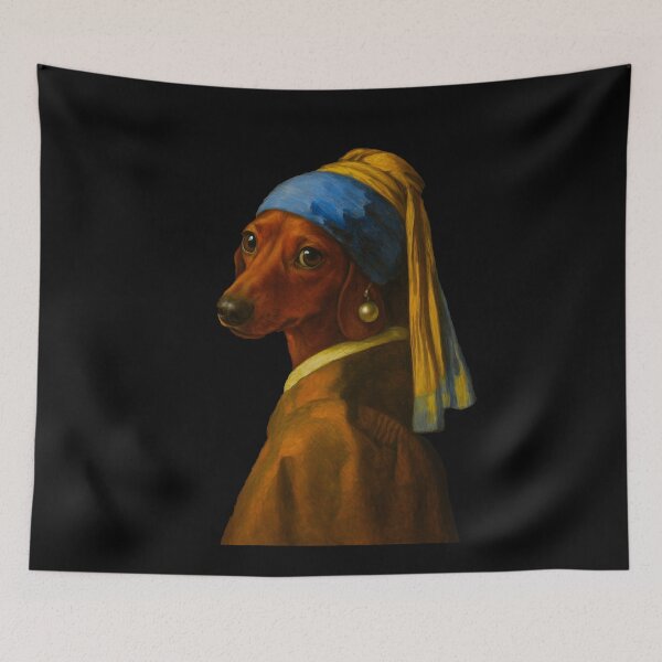Item preview, Dachshund with a Pearl Earring designed and sold by TeeARTHY.