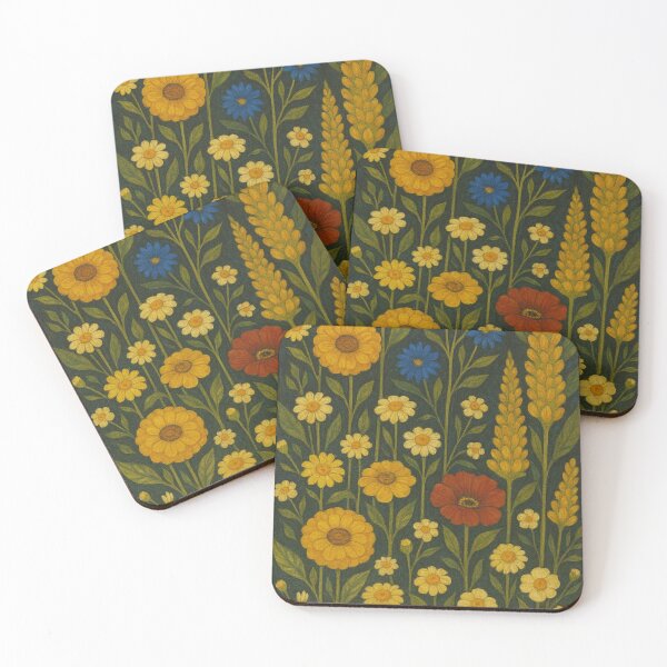 Item preview, Golden Marigolds & Blue Cornflowers — Night Garden designed and sold by BadaBingBear.