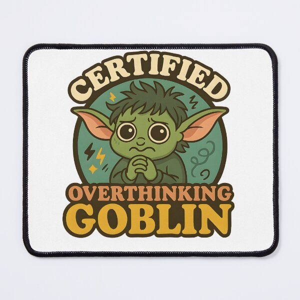 Item preview, Certified Overthinking Goblin – Funny Anxiety Meme Goblin Sticker & Shirt designed and sold by Cat & Coffee Studio.