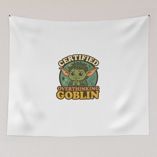 Item preview, Certified Overthinking Goblin – Funny Anxiety Meme Goblin Sticker & Shirt designed and sold by Cat & Coffee Studio.