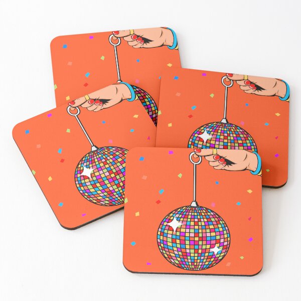 Item preview, Multicolored disco ball hanging on an orange background designed and sold by Jenny Rattina.