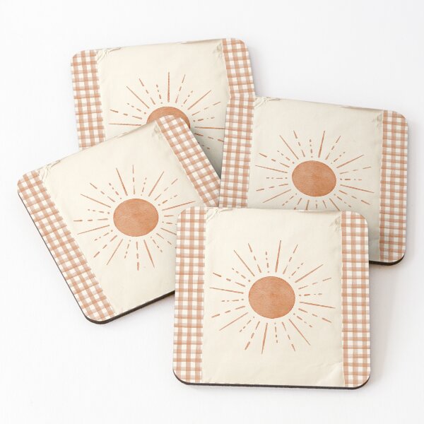 Item preview, boho sun, sunshine, retro gingham in terracotta orange designed and sold by ArticraftShop.