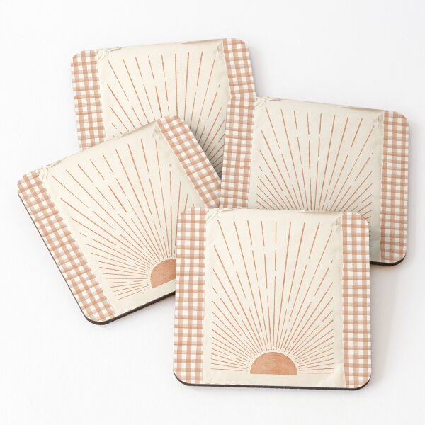 Item preview, boho sun, sunshine, retro gingham in terracotta orange designed and sold by ArticraftShop.