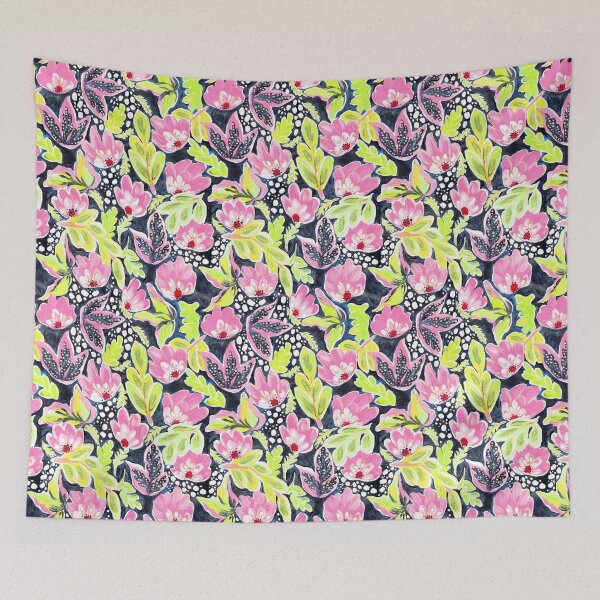 Item preview, Trendy florals abstract pattern design Neon Pink and Green designed and sold by Crimson-thyme.
