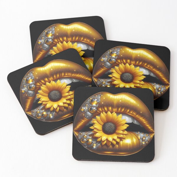 Item preview, Golden Lips with Sunflower – Glam Shine Aesthetic designed and sold by Margival.