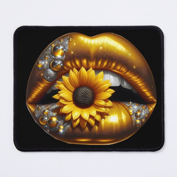 Item preview, Golden Lips with Sunflower – Glam Shine Aesthetic designed and sold by Margival.