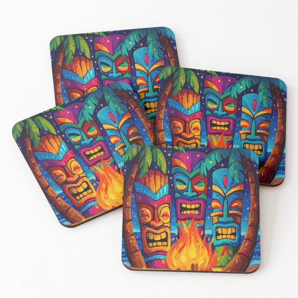 Item preview, Colorful Tiki Masks – Campfire Island Party designed and sold by Meiersbeste.
