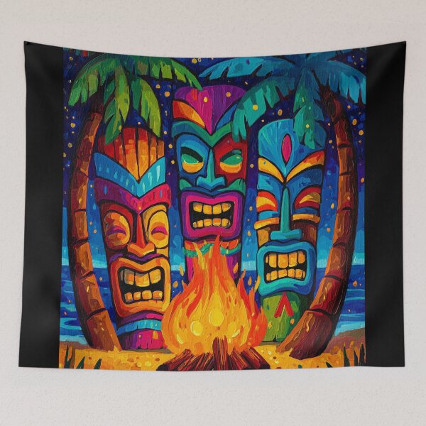 Item preview, Colorful Tiki Masks – Campfire Island Party designed and sold by Meiersbeste.