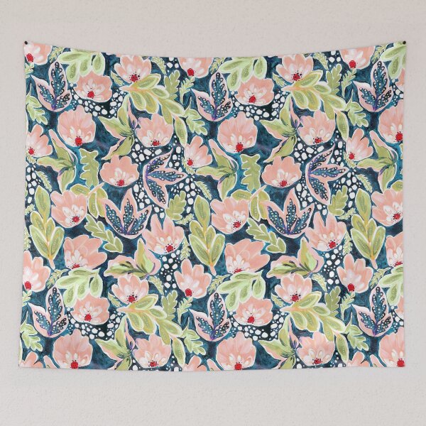 Item preview, Flowing florals abstract pattern design Salmon and Sage green designed and sold by Crimson-thyme.